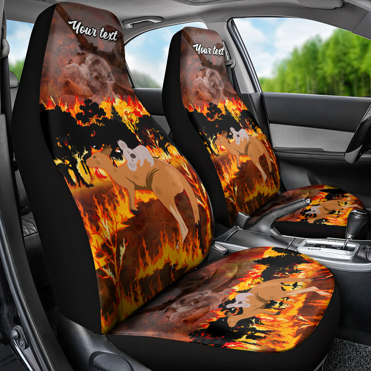 personalised-save-wildlife-australia-car-seat-cover-bushfire-awareness