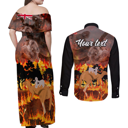 personalised-save-wildlife-australia-couples-matching-off-shoulder-maxi-dress-and-long-sleeve-button-shirt-bushfire-awareness