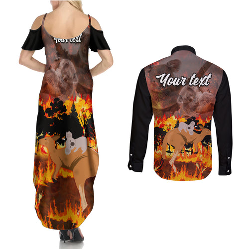 personalised-save-wildlife-australia-couples-matching-summer-maxi-dress-and-long-sleeve-button-shirt-bushfire-awareness