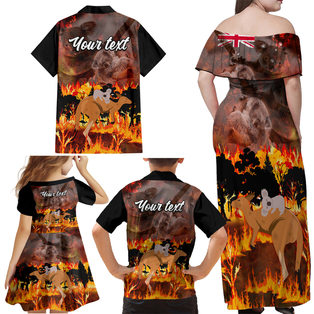 personalised-save-wildlife-australia-family-matching-off-shoulder-maxi-dress-and-hawaiian-shirt-bushfire-awareness