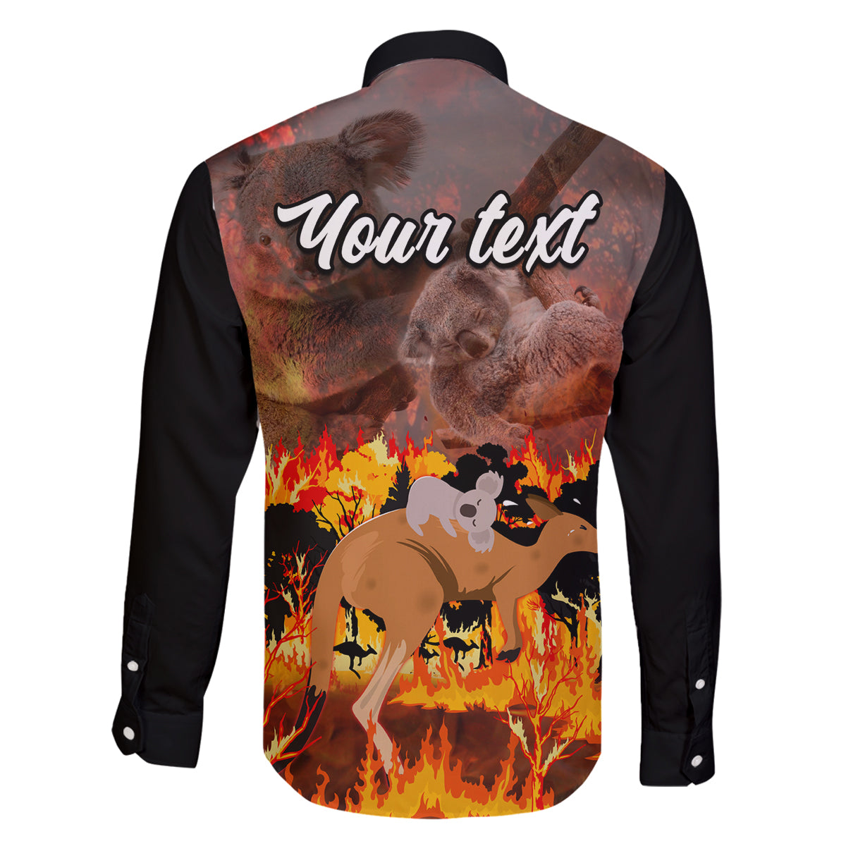 personalised-save-wildlife-australia-family-matching-off-shoulder-maxi-dress-and-hawaiian-shirt-bushfire-awareness