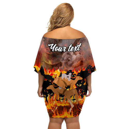 personalised-save-wildlife-australia-family-matching-off-shoulder-short-dress-and-hawaiian-shirt-bushfire-awareness