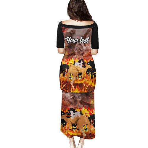 personalised-save-wildlife-australia-family-matching-puletasi-dress-and-hawaiian-shirt-bushfire-awareness