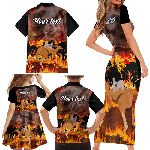 personalised-save-wildlife-australia-family-matching-short-sleeve-bodycon-dress-and-hawaiian-shirt-bushfire-awareness
