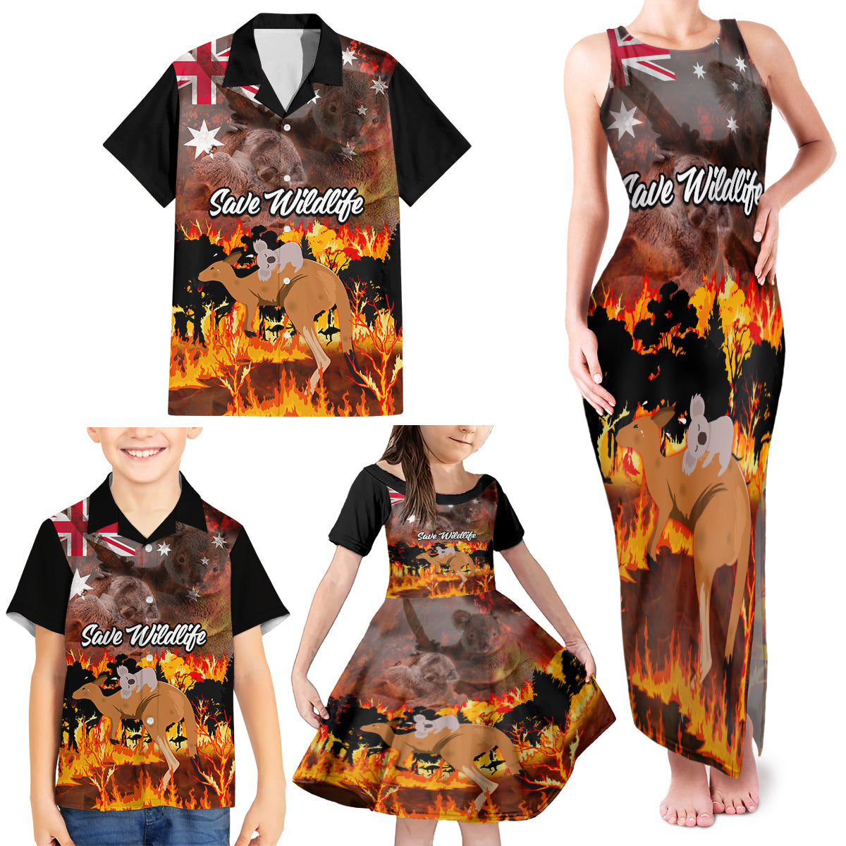 personalised-save-wildlife-australia-family-matching-tank-maxi-dress-and-hawaiian-shirt-bushfire-awareness