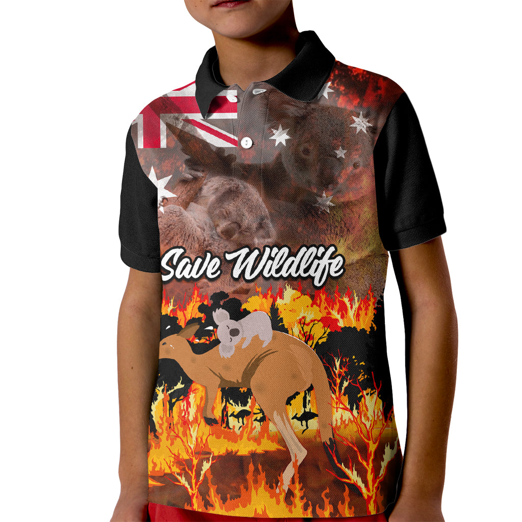 personalised-save-wildlife-australia-kid-polo-shirt-bushfire-awareness