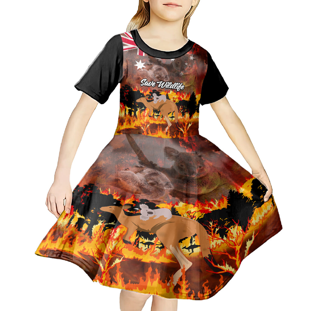 personalised-save-wildlife-australia-kid-short-sleeve-dress-bushfire-awareness