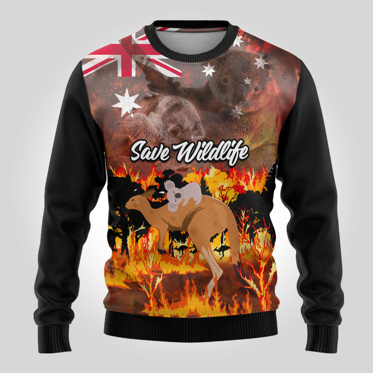 personalised-save-wildlife-australia-ugly-christmas-sweater-bushfire-awareness