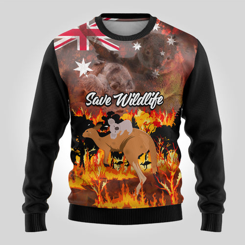personalised-save-wildlife-australia-ugly-christmas-sweater-bushfire-awareness