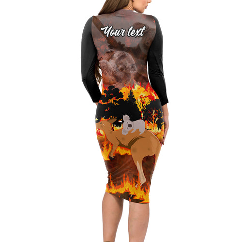 personalised-save-wildlife-australia-long-sleeve-bodycon-dress-bushfire-awareness