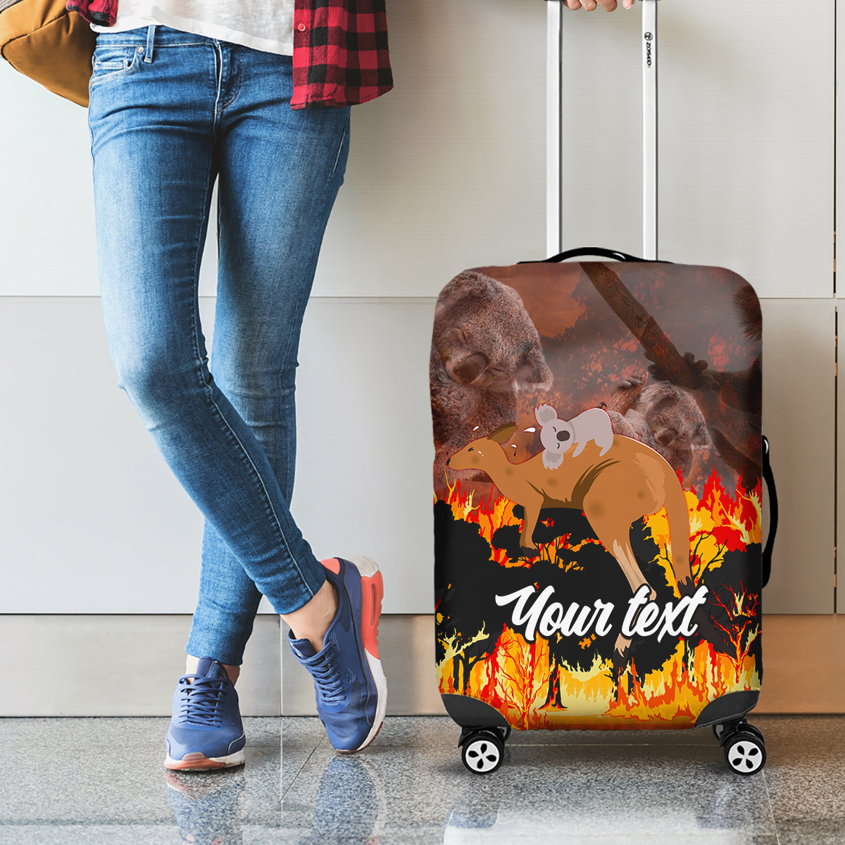 personalised-save-wildlife-australia-luggage-cover-bushfire-awareness