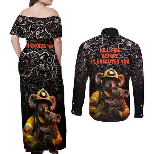 paws-for-australia-couples-matching-off-shoulder-maxi-dress-and-long-sleeve-button-shirt-bushfire-awareness-indigenous-aboriginal