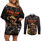 paws-for-australia-couples-matching-off-shoulder-short-dress-and-long-sleeve-button-shirt-bushfire-awareness-indigenous-aboriginal
