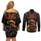 paws-for-australia-couples-matching-off-shoulder-short-dress-and-long-sleeve-button-shirt-bushfire-awareness-indigenous-aboriginal
