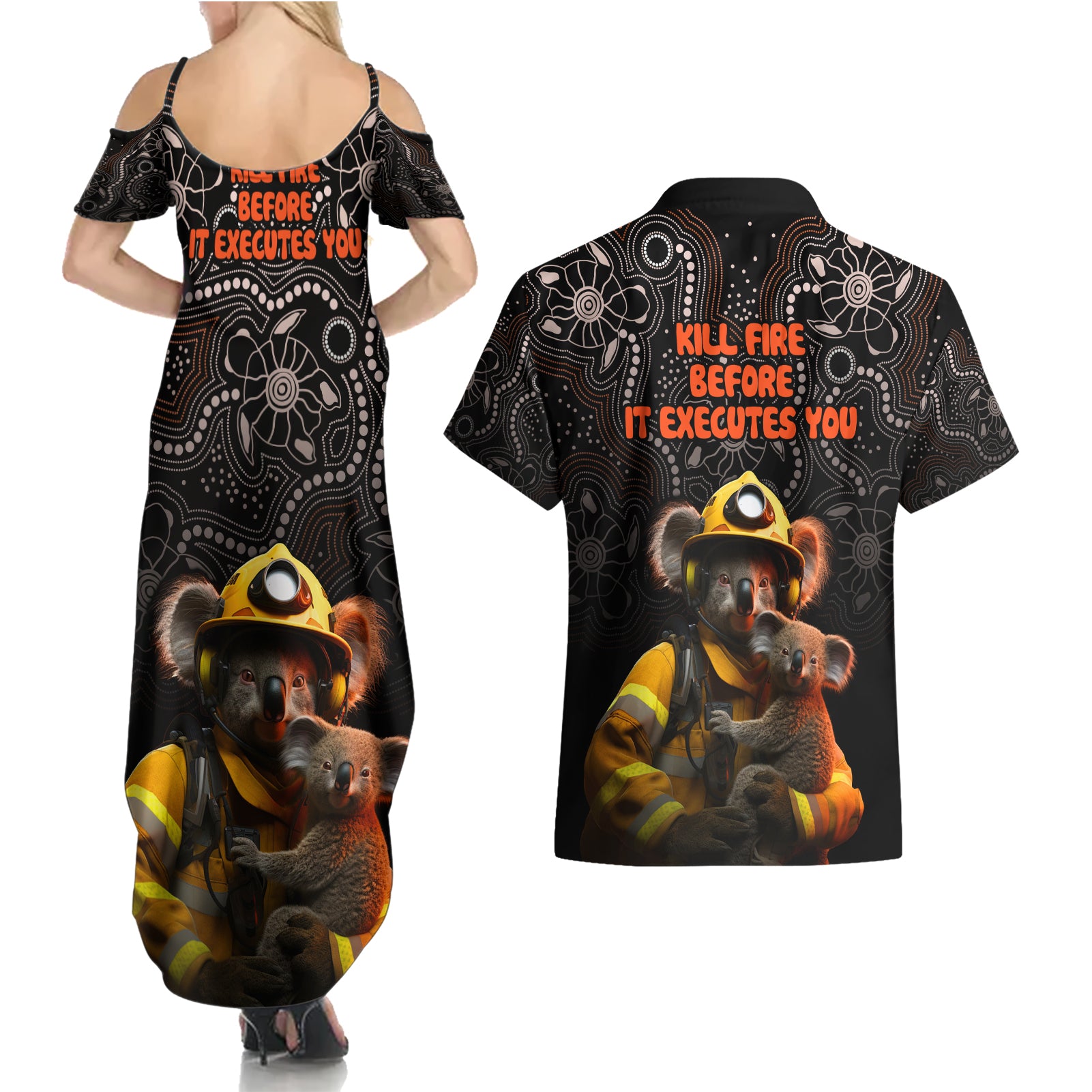 paws-for-australia-couples-matching-summer-maxi-dress-and-hawaiian-shirt-bushfire-awareness-indigenous-aboriginal