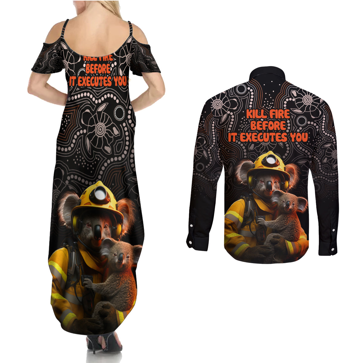 paws-for-australia-couples-matching-summer-maxi-dress-and-long-sleeve-button-shirt-bushfire-awareness-indigenous-aboriginal