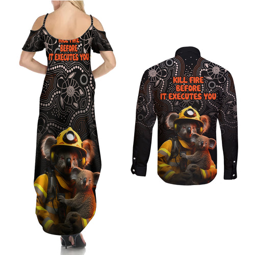 paws-for-australia-couples-matching-summer-maxi-dress-and-long-sleeve-button-shirt-bushfire-awareness-indigenous-aboriginal
