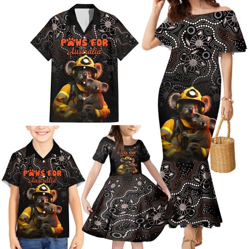 paws-for-australia-family-matching-mermaid-dress-and-hawaiian-shirt-bushfire-awareness-indigenous-aboriginal