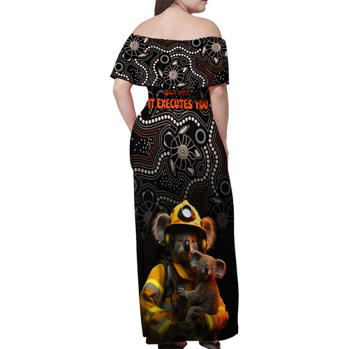paws-for-australia-family-matching-off-shoulder-maxi-dress-and-hawaiian-shirt-bushfire-awareness-indigenous-aboriginal