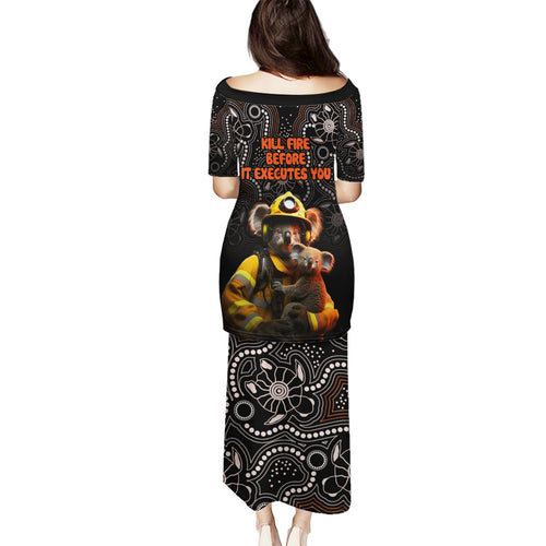 paws-for-australia-family-matching-puletasi-dress-and-hawaiian-shirt-bushfire-awareness-indigenous-aboriginal