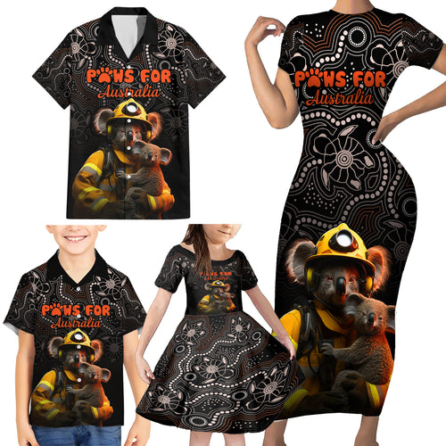 paws-for-australia-family-matching-short-sleeve-bodycon-dress-and-hawaiian-shirt-bushfire-awareness-indigenous-aboriginal