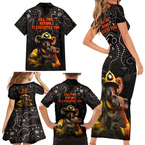 paws-for-australia-family-matching-short-sleeve-bodycon-dress-and-hawaiian-shirt-bushfire-awareness-indigenous-aboriginal