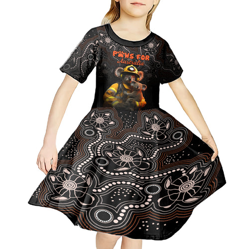 paws-for-australia-kid-short-sleeve-dress-bushfire-awareness-indigenous-aboriginal