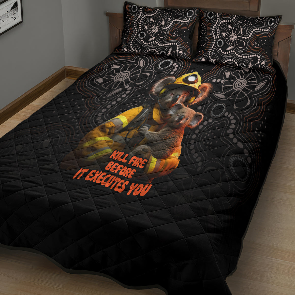paws-for-australia-quilt-bed-set-bushfire-awareness-indigenous-aboriginal