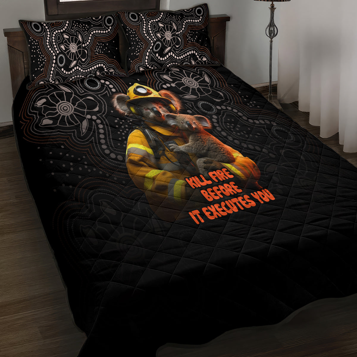 paws-for-australia-quilt-bed-set-bushfire-awareness-indigenous-aboriginal