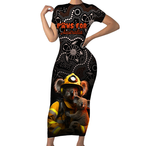 paws-for-australia-short-sleeve-bodycon-dress-bushfire-awareness-indigenous-aboriginal