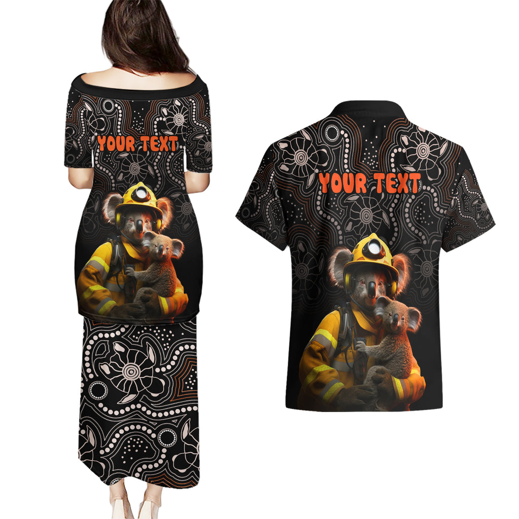 personalised-paws-for-australia-couples-matching-puletasi-dress-and-hawaiian-shirt-bushfire-awareness-indigenous-aboriginal