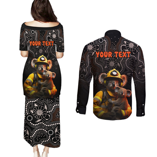 personalised-paws-for-australia-couples-matching-puletasi-dress-and-long-sleeve-button-shirt-bushfire-awareness-indigenous-aboriginal