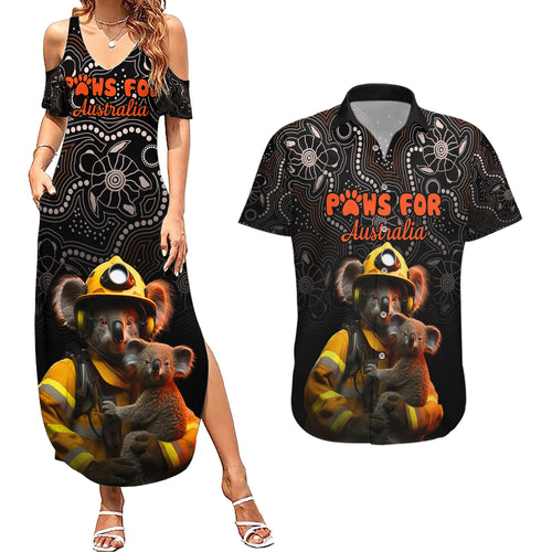 personalised-paws-for-australia-couples-matching-summer-maxi-dress-and-hawaiian-shirt-bushfire-awareness-indigenous-aboriginal