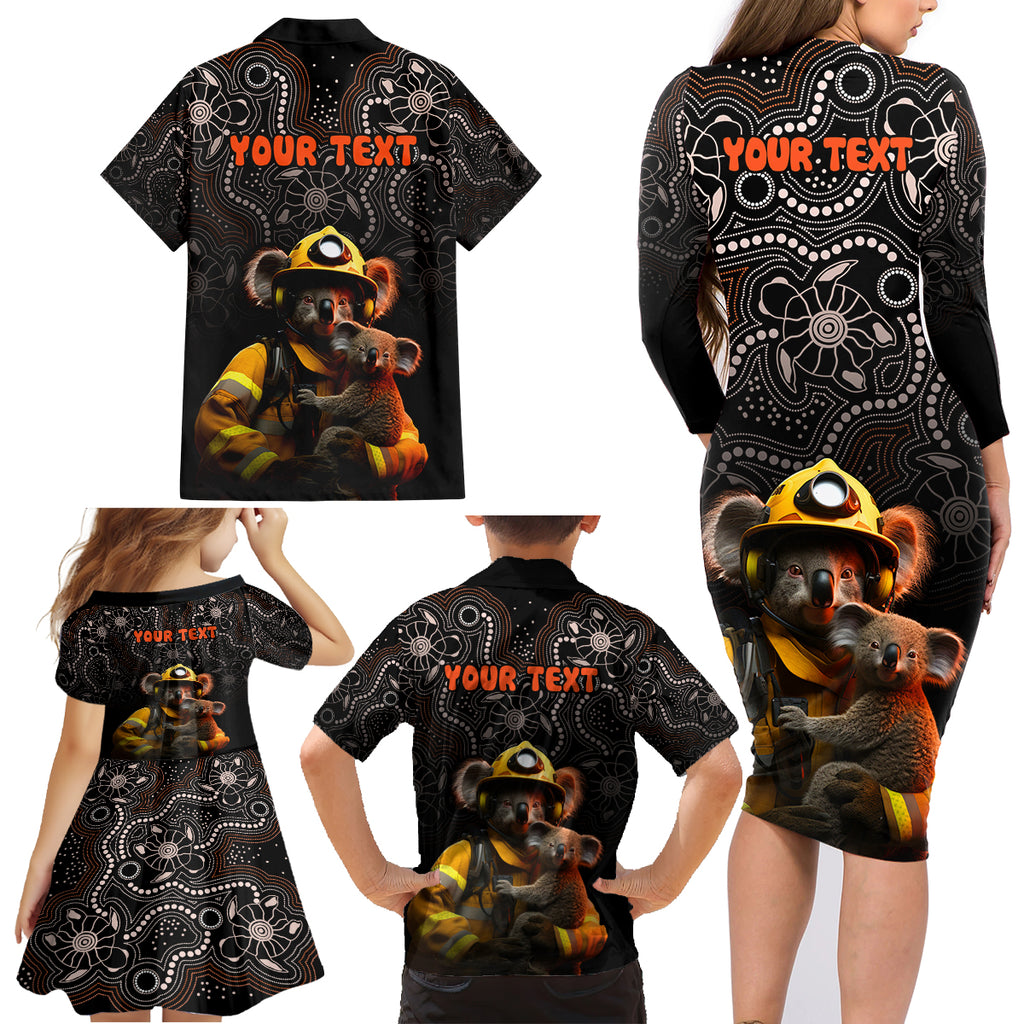 personalised-paws-for-australia-family-matching-long-sleeve-bodycon-dress-and-hawaiian-shirt-bushfire-awareness-indigenous-aboriginal