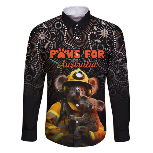 personalised-paws-for-australia-family-matching-long-sleeve-bodycon-dress-and-hawaiian-shirt-bushfire-awareness-indigenous-aboriginal