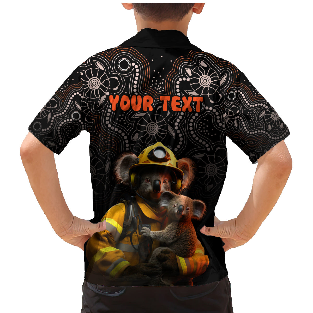 personalised-paws-for-australia-family-matching-mermaid-dress-and-hawaiian-shirt-bushfire-awareness-indigenous-aboriginal