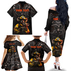 personalised-paws-for-australia-family-matching-off-shoulder-long-sleeve-dress-and-hawaiian-shirt-bushfire-awareness-indigenous-aboriginal