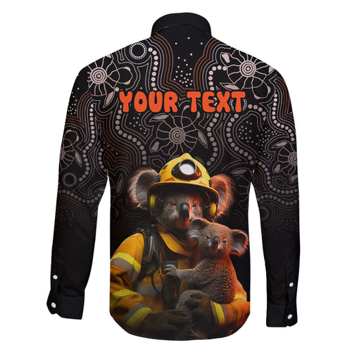 personalised-paws-for-australia-family-matching-off-shoulder-long-sleeve-dress-and-hawaiian-shirt-bushfire-awareness-indigenous-aboriginal
