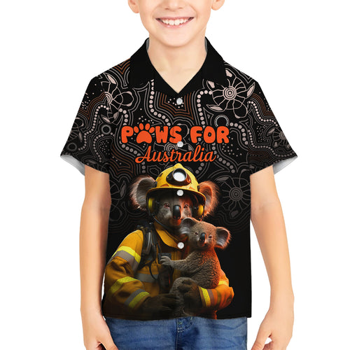 personalised-paws-for-australia-family-matching-off-shoulder-maxi-dress-and-hawaiian-shirt-bushfire-awareness-indigenous-aboriginal