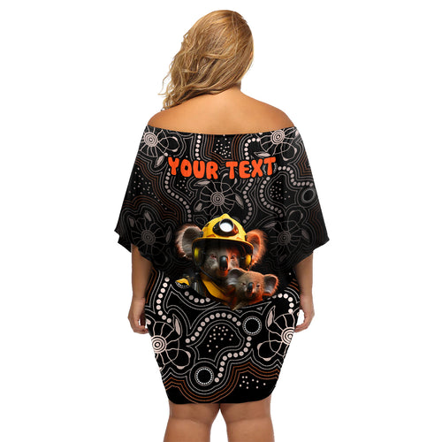 personalised-paws-for-australia-family-matching-off-shoulder-short-dress-and-hawaiian-shirt-bushfire-awareness-indigenous-aboriginal