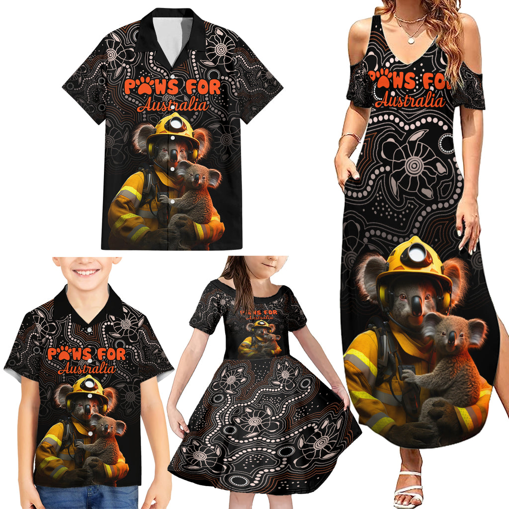 personalised-paws-for-australia-family-matching-summer-maxi-dress-and-hawaiian-shirt-bushfire-awareness-indigenous-aboriginal
