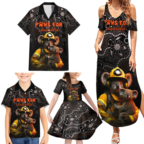 personalised-paws-for-australia-family-matching-summer-maxi-dress-and-hawaiian-shirt-bushfire-awareness-indigenous-aboriginal