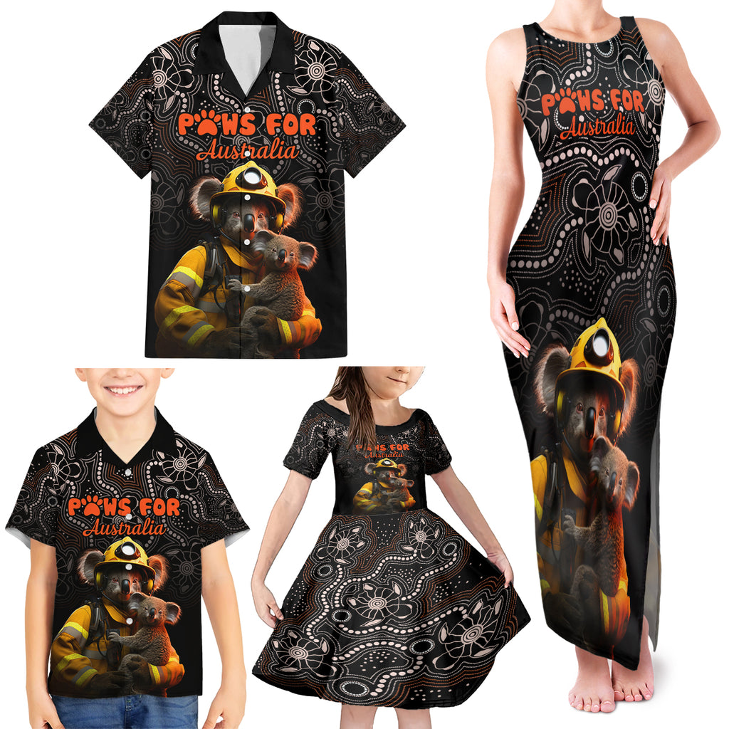 personalised-paws-for-australia-family-matching-tank-maxi-dress-and-hawaiian-shirt-bushfire-awareness-indigenous-aboriginal