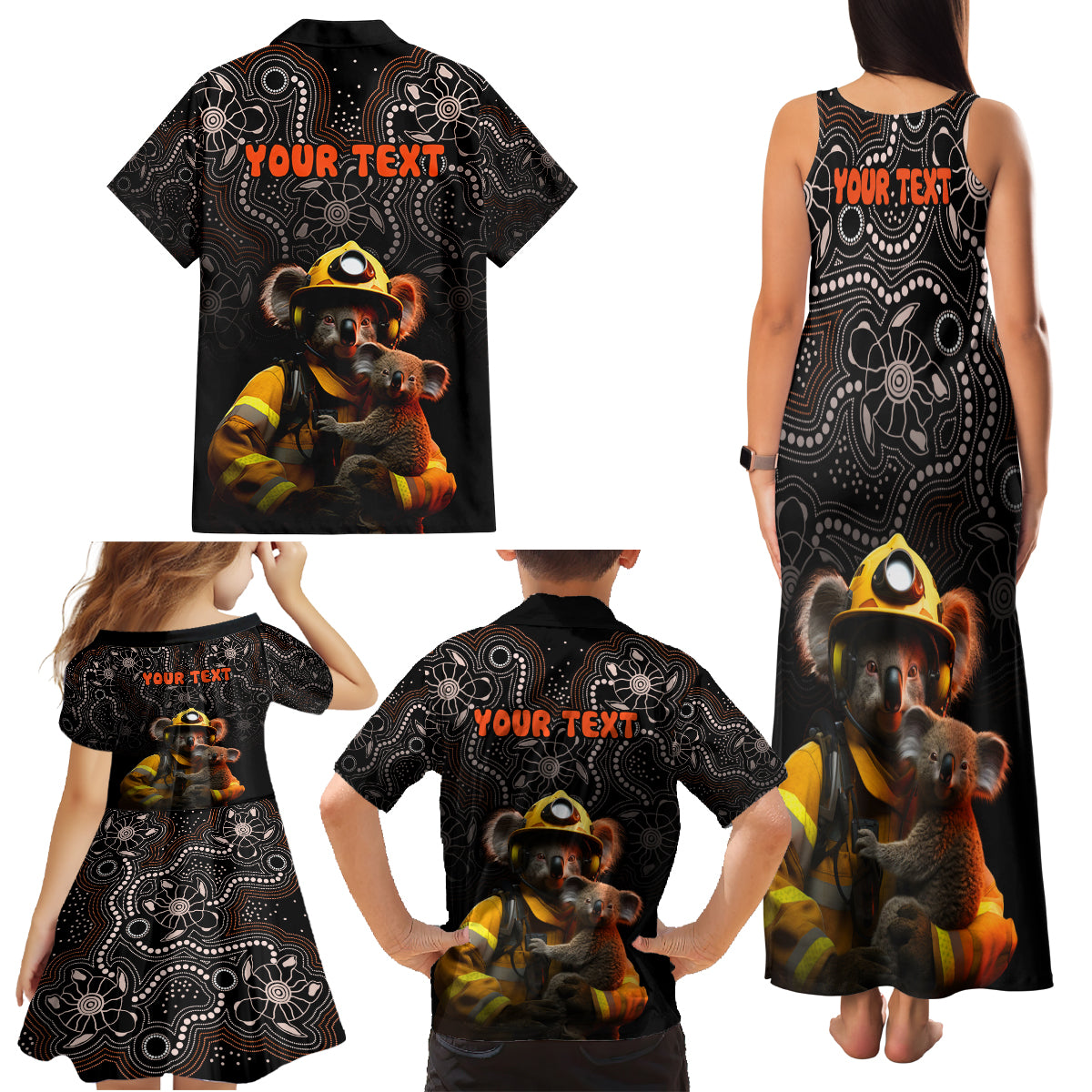 personalised-paws-for-australia-family-matching-tank-maxi-dress-and-hawaiian-shirt-bushfire-awareness-indigenous-aboriginal