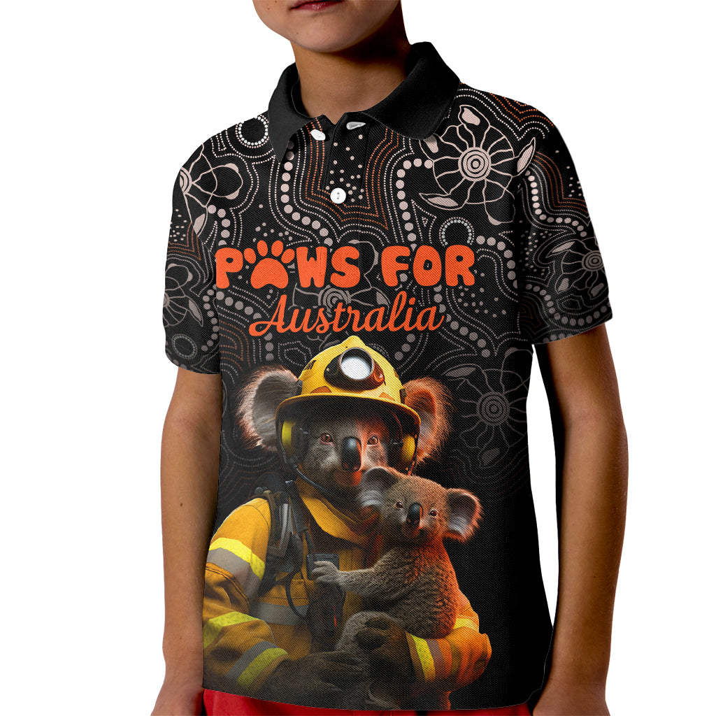 personalised-paws-for-australia-kid-polo-shirt-bushfire-awareness-indigenous-aboriginal