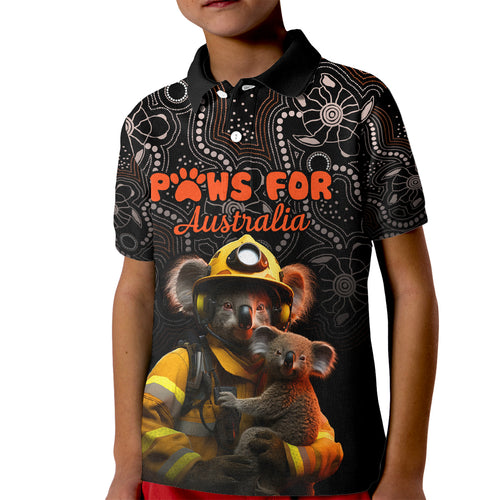 personalised-paws-for-australia-kid-polo-shirt-bushfire-awareness-indigenous-aboriginal