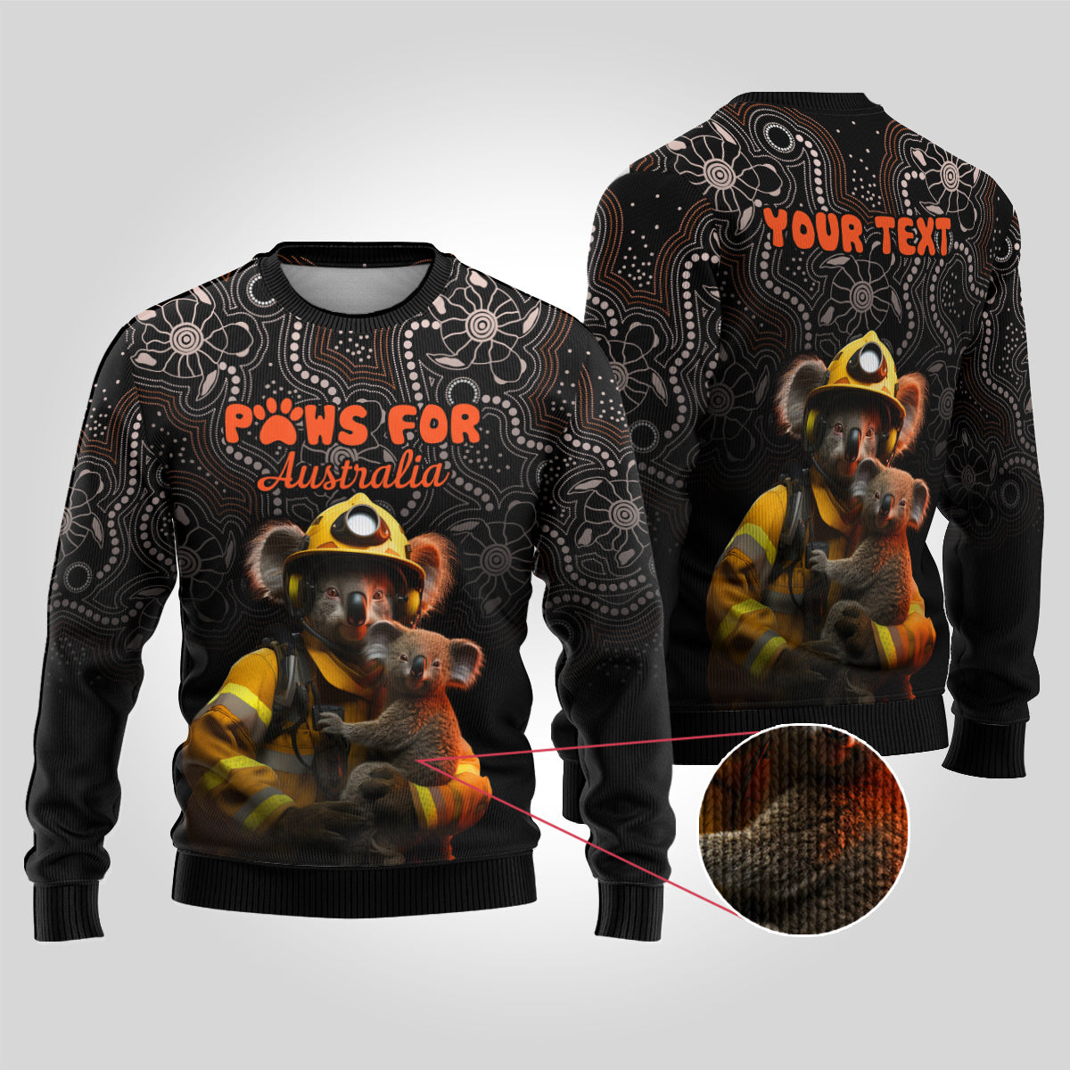 personalised-paws-for-australia-ugly-christmas-sweater-bushfire-awareness-indigenous-aboriginal