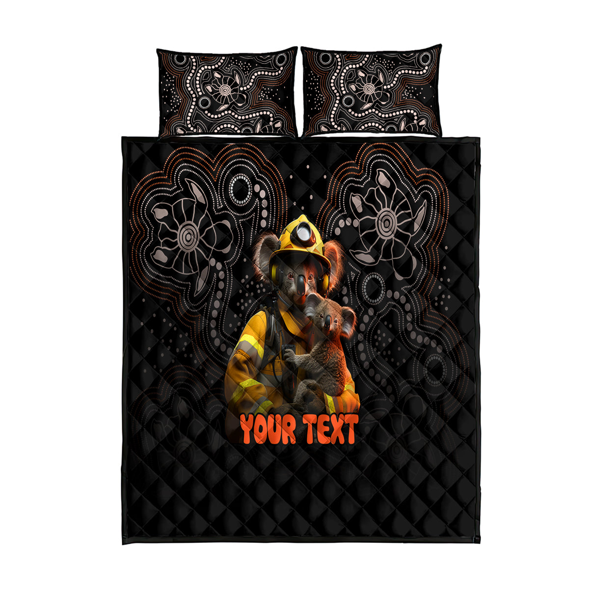 personalised-paws-for-australia-quilt-bed-set-bushfire-awareness-indigenous-aboriginal