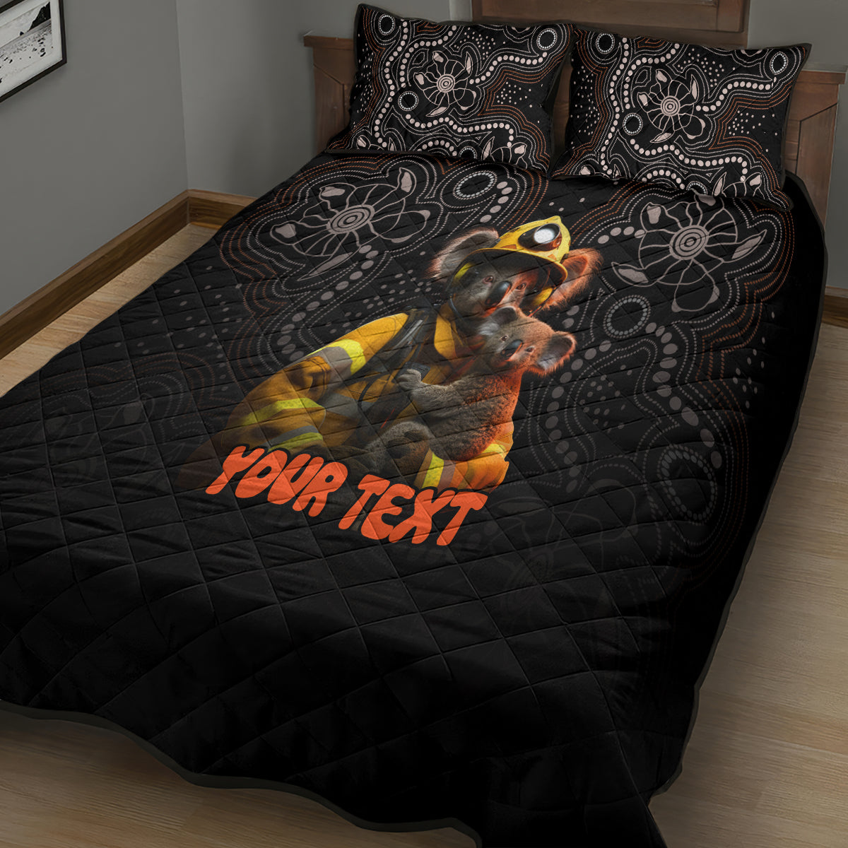 personalised-paws-for-australia-quilt-bed-set-bushfire-awareness-indigenous-aboriginal