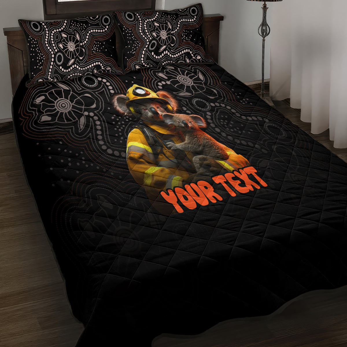 personalised-paws-for-australia-quilt-bed-set-bushfire-awareness-indigenous-aboriginal